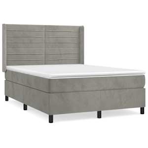 Box spring postel s matrací světle šedá 140x190 cm samet - obrázek 2