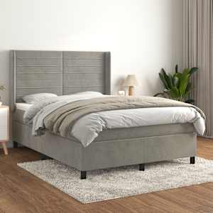 Box spring postel s matrací světle šedá 140x190 cm samet - obrázek 1