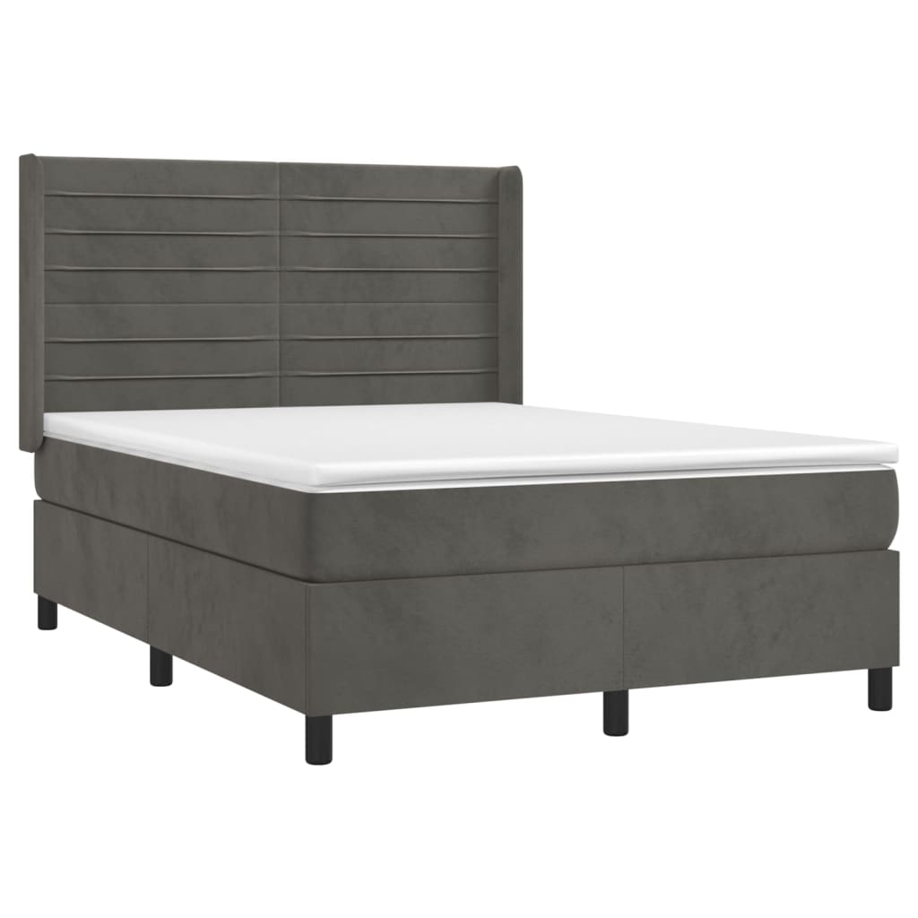 Thumbnail - vidaXL Boxspringbett mit Matratze Dunkelgrau 140x190 cm Samt