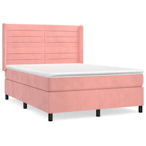 Box spring postel s matrací růžová 140x190 cm samet - obrázek 2