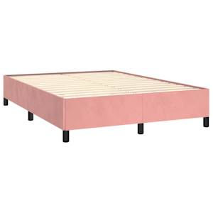 Box spring postelja z vzmetnico roza 140x200 cm žamet - slika 4