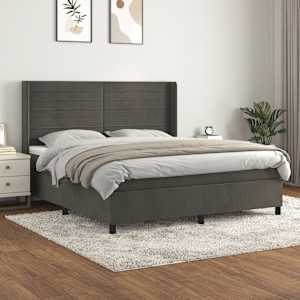 Box spring postel s matrací tmavě šedá 160x200 cm samet - obrázek 1
