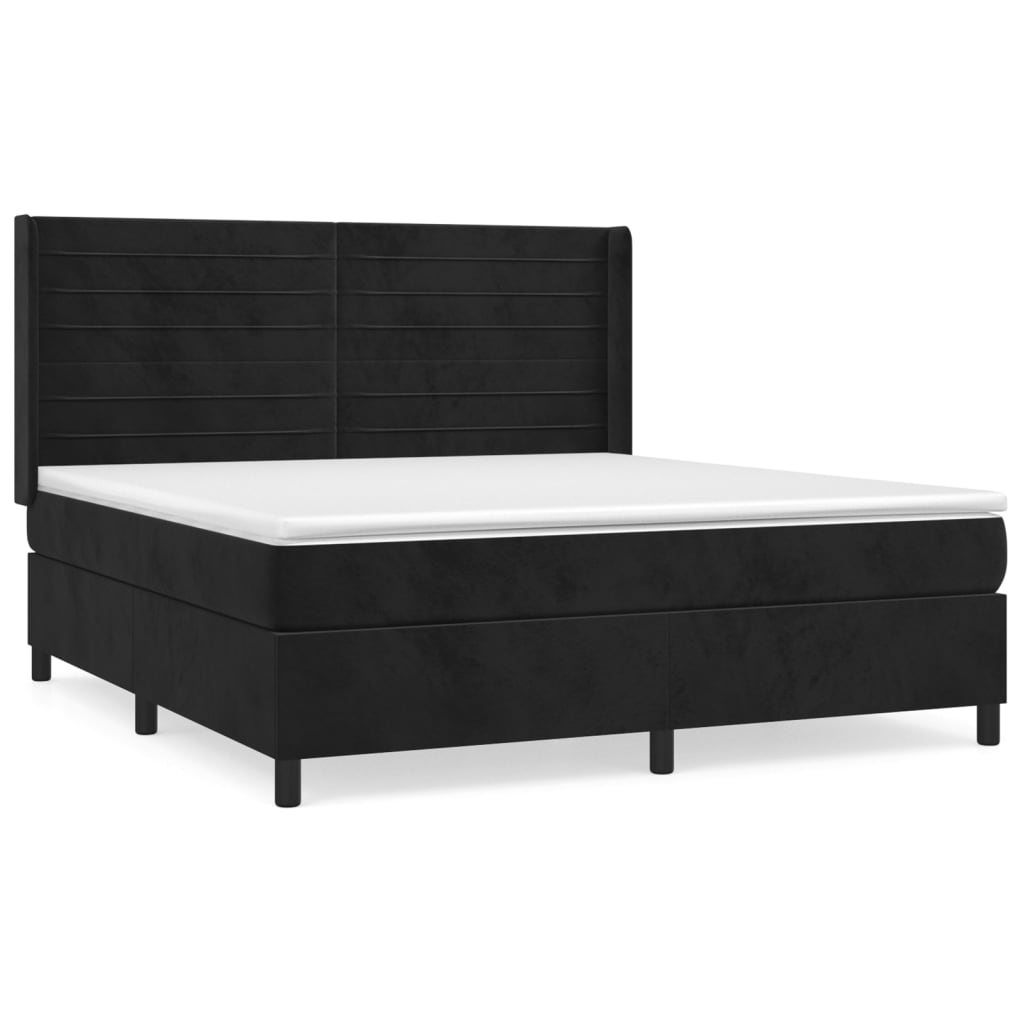 vidaXL Box spring postel s matrací černá 160x200 cm samet