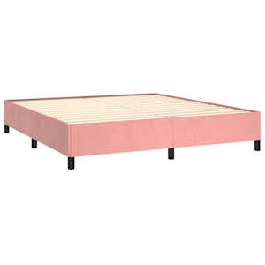 Box spring postelja z vzmetnico roza 160x200 cm žamet - slika 4
