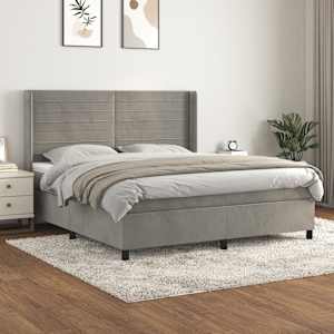 Box spring postel s matrací světle šedá 180x200 cm samet - obrázek 1