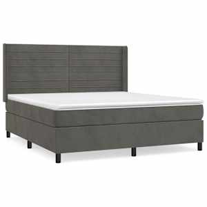 Box spring postel s matrací tmavě šedá 180x200 cm samet - obrázek 2