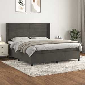 Box spring postel s matrací tmavě šedá 180x200 cm samet - obrázek 1