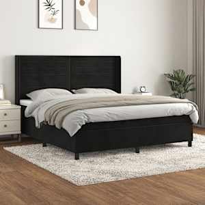 Box spring postel s matrací černá 180x200 cm samet - obrázek 1