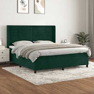 Box spring postelja z vzmetnico temno zelena 180x200 cm žamet