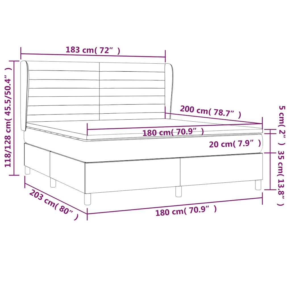Box spring postelja z vzmetnico temno modra 180x200 cm žamet - slika 8