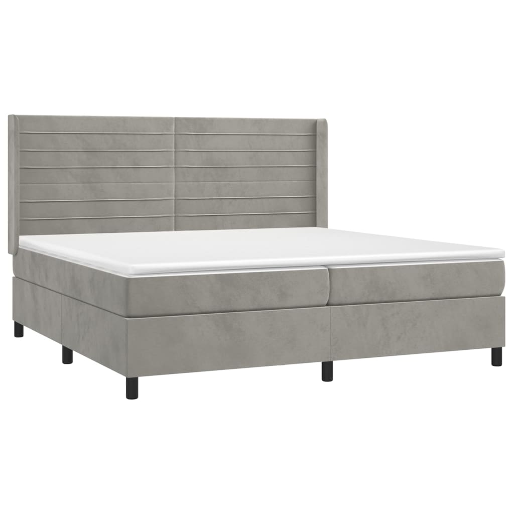 Thumbnail - vidaXL Boxspringbett mit Matratze Hellgrau 200x200 cm Samt