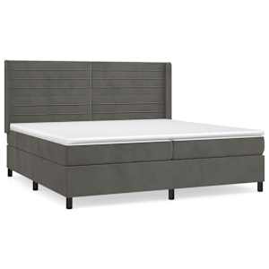 Box spring postel s matrací tmavě šedá 200x200 cm samet - obrázek 2