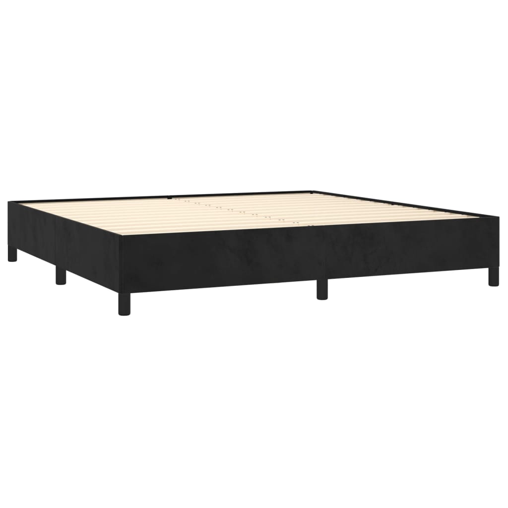 Pat box spring cu saltea, negru, 200x200 cm, catifea