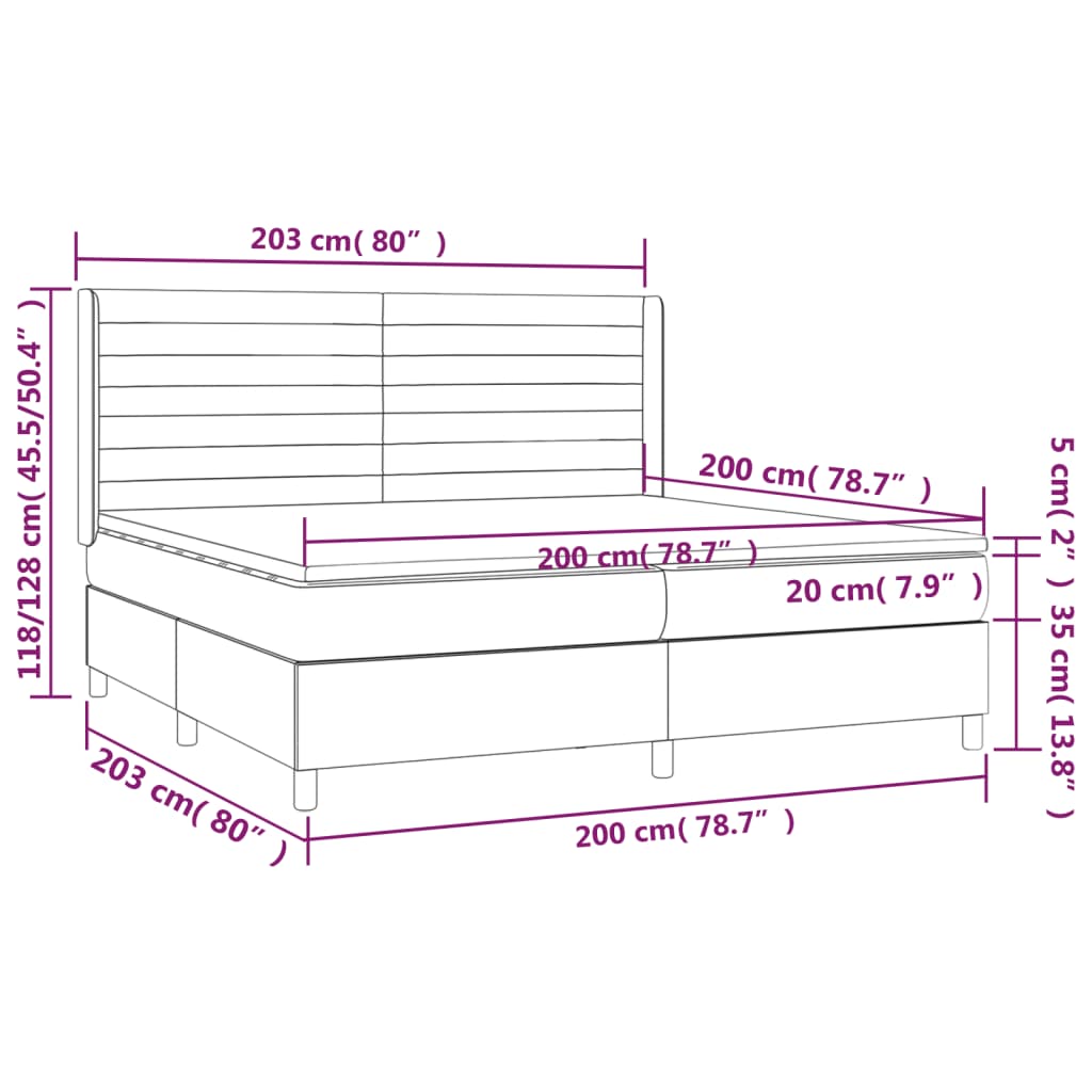 Pat box spring cu saltea, negru, 200x200 cm, catifea