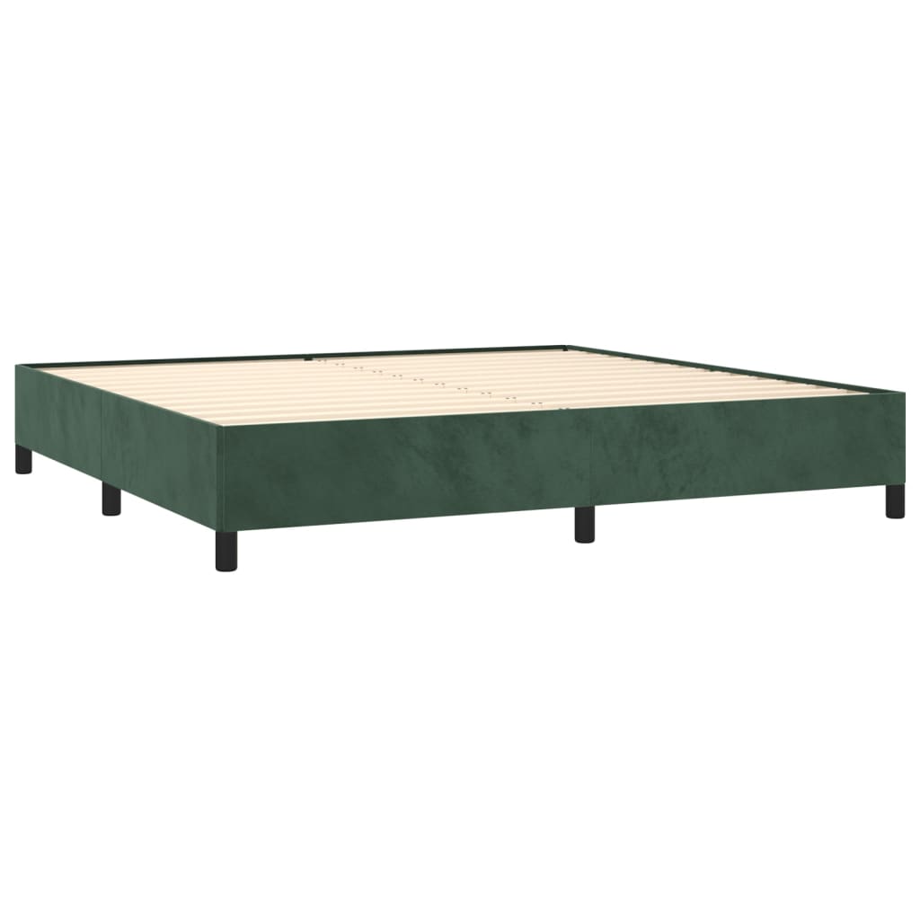 Sötétzöld bársony rugós ágy matraccal 200x200 cm 