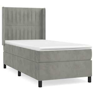 Box spring postel s matrací světle šedá 80 x 200 cm samet - obrázek 2