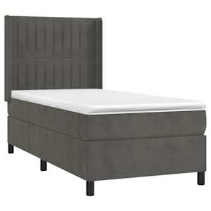 Box spring postel s matrací tmavě šedá 80 x 200 cm samet - obrázek 3