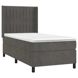 Box spring postel s matrací tmavě šedá 90x190 cm samet - obrázek 3
