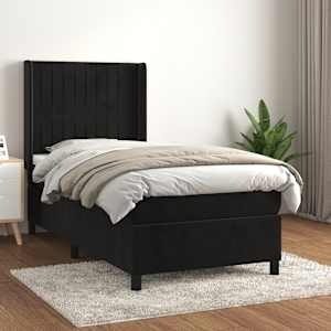 Box spring postel s matrací černá 90x190 cm samet - obrázek 1