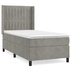 Box spring postel s matrací světle šedá 100x200 cm samet - obrázek 2