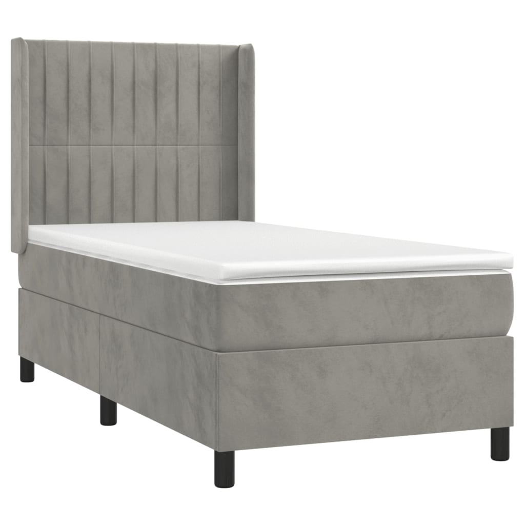 Thumbnail - vidaXL Boxspringbett mit Matratze Hellgrau 100x200 cm Samt