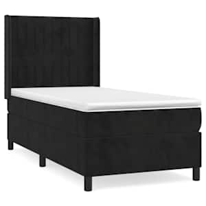 Box spring postel s matrací černá 100x200 cm samet - obrázek 2