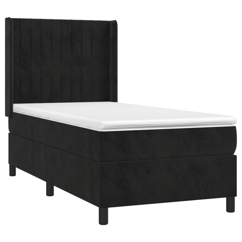vidaXL Boxspring met matras fluweel zwart 100x200 cm afbeelding