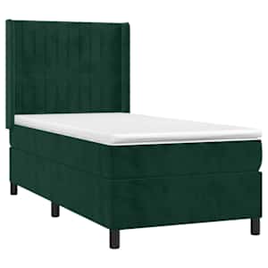 Box spring postel s matrací tmavě zelená 100x200 cm samet - obrázek 3