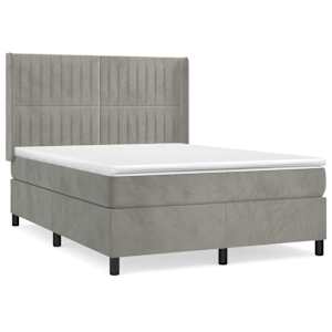 Box spring postel s matrací světle šedá 140x190 cm samet - obrázek 2