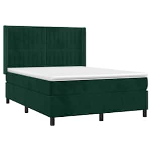 Box spring postel s matrací tmavě zelená 140x190 cm samet - obrázek 3
