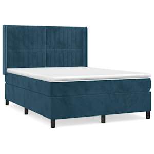 Box spring postel s matrací tmavě modrá 140x190 cm samet - obrázek 2
