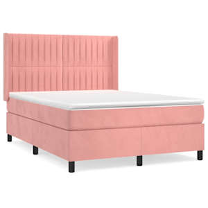 Box spring postel s matrací růžová 140x190 cm samet - obrázek 2