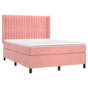 Box spring postelja z vzmetnico roza 140x190 cm žamet - slika 3