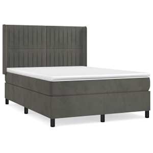Box spring postel s matrací tmavě šedá 140x200 cm samet - obrázek 2