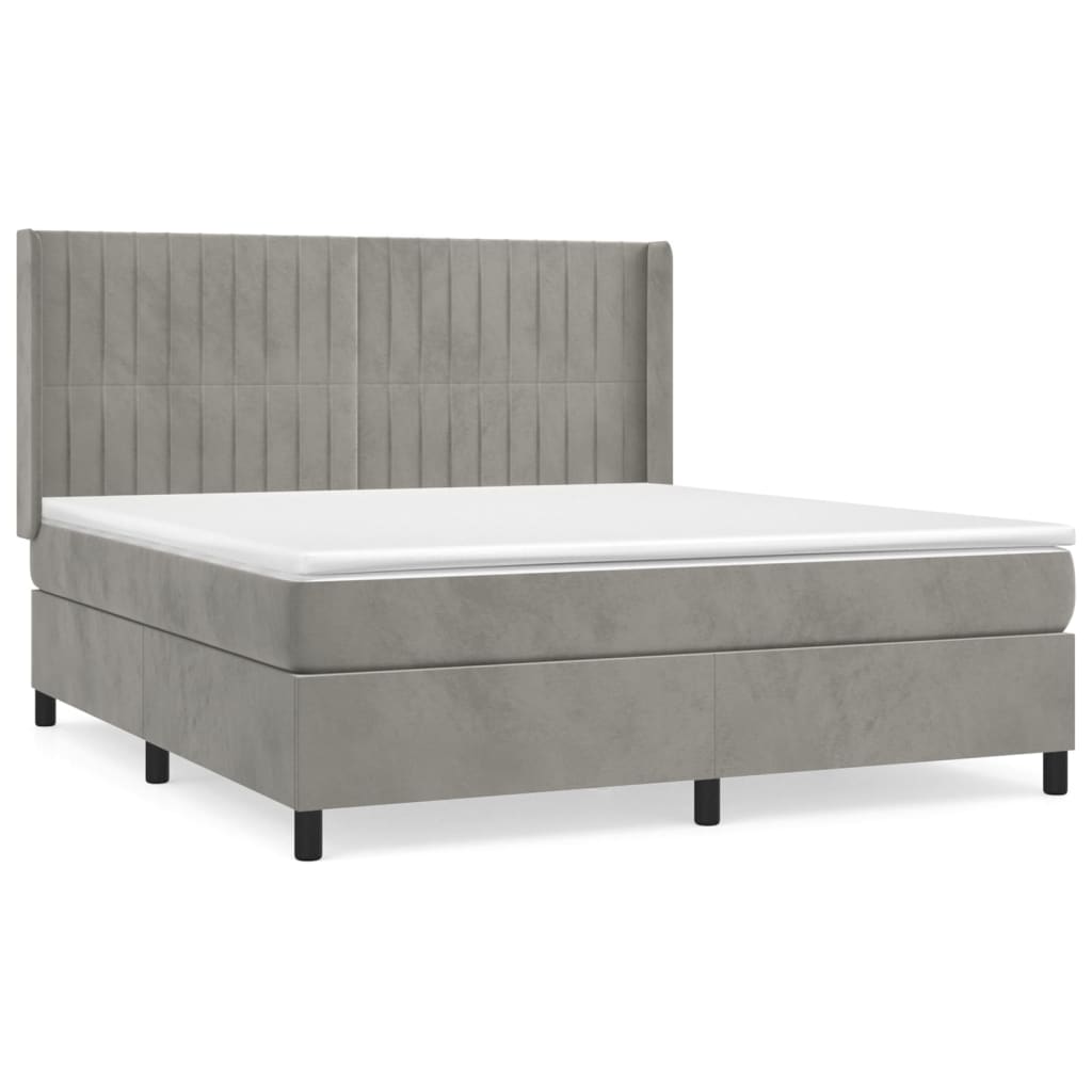 vidaXL Box spring postel s matrací světle šedá 160x200 cm samet