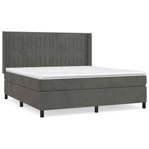Box spring postel s matrací tmavě šedá 160x200 cm samet - obrázek 2