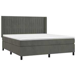 Box spring postelja z vzmetnico temno siva 160x200 cm žamet - slika 3