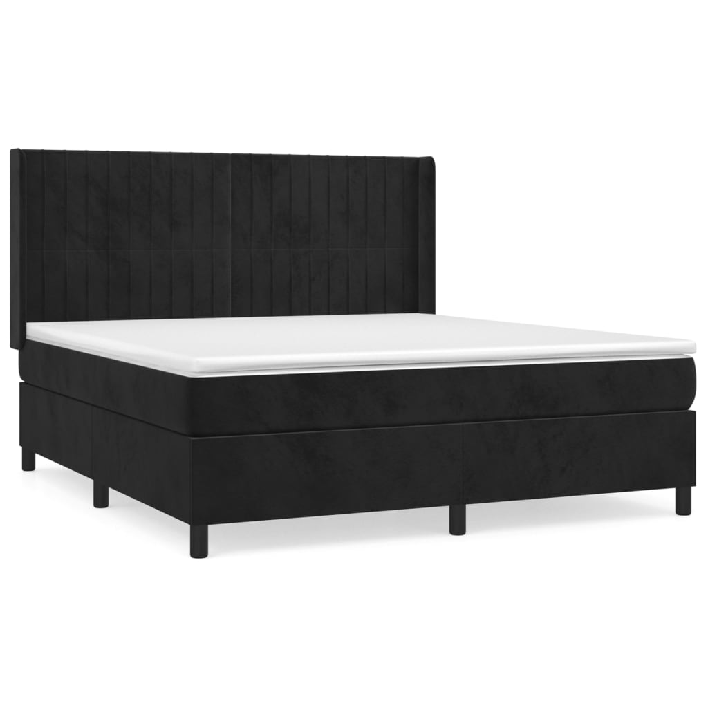 vidaXL Posteľný rám boxspring s matracom čierny 160x200 cm zamat