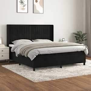 Box spring postel s matrací černá 160x200 cm samet - obrázek 1