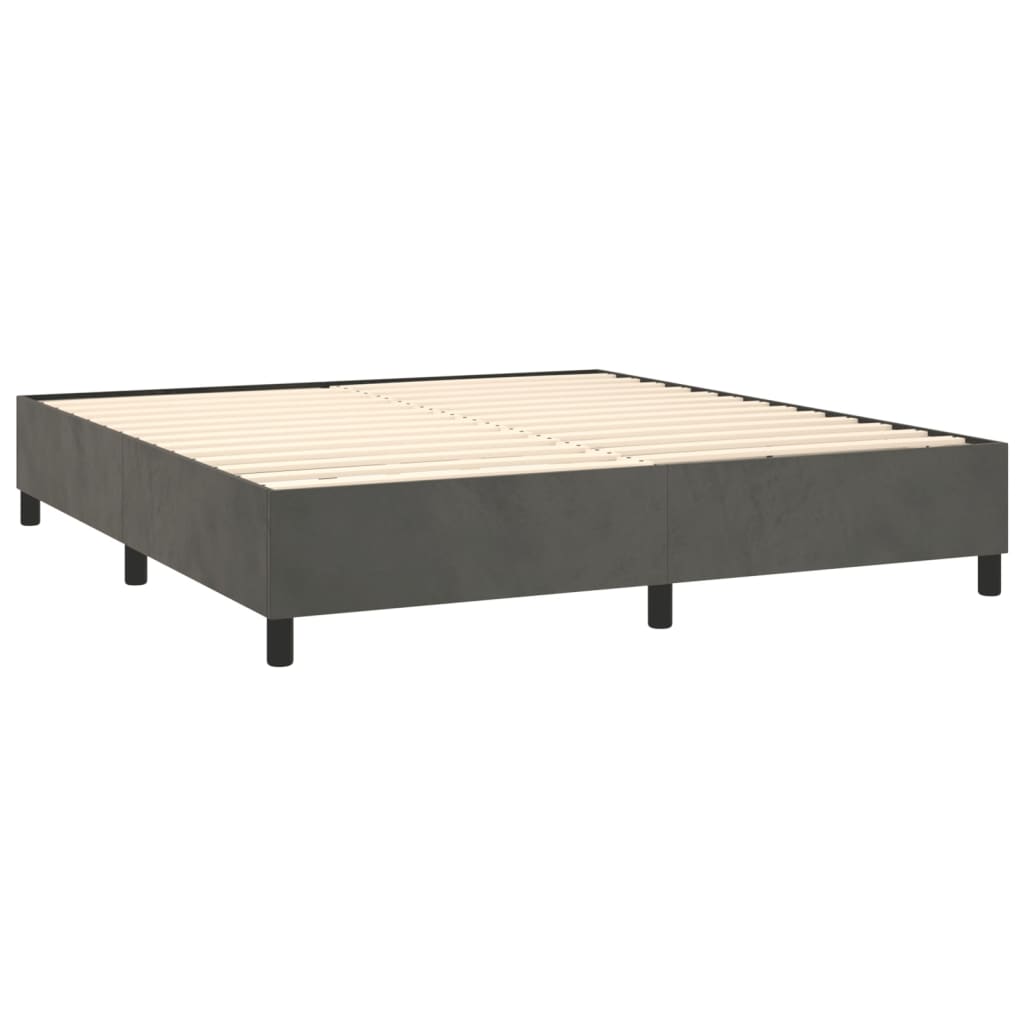 Sötétszürke bársony rugós ágy matraccal 180x200 cm 