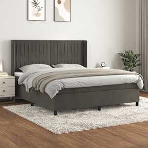 Box spring postel s matrací tmavě šedá 180x200 cm samet - obrázek 1