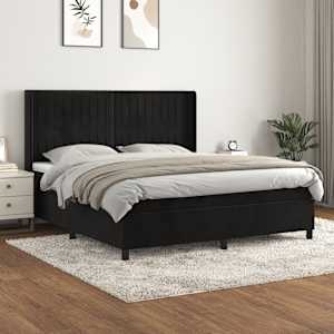 Box spring postel s matrací černá 180x200 cm samet - obrázek 1