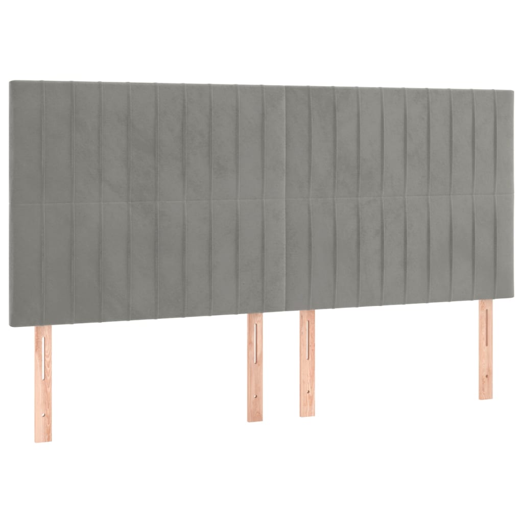 Box spring postelja z vzmetnico svetlo siva 200x200 cm žamet