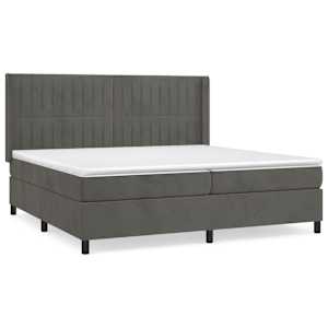 Box spring postel s matrací tmavě šedá 200x200 cm samet - obrázek 2