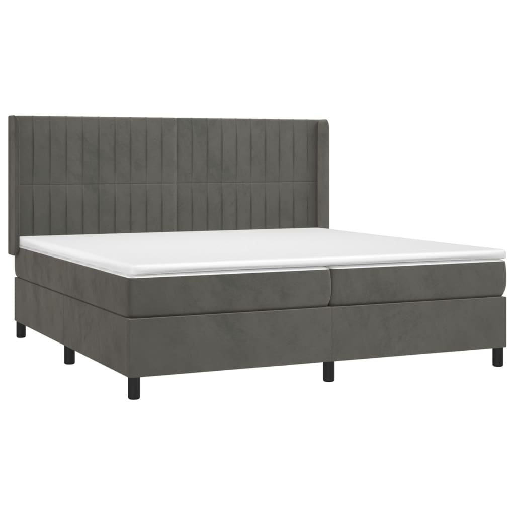 vidaXL Boxspring met matras fluweel donkergrijs 200x200 cm afbeelding