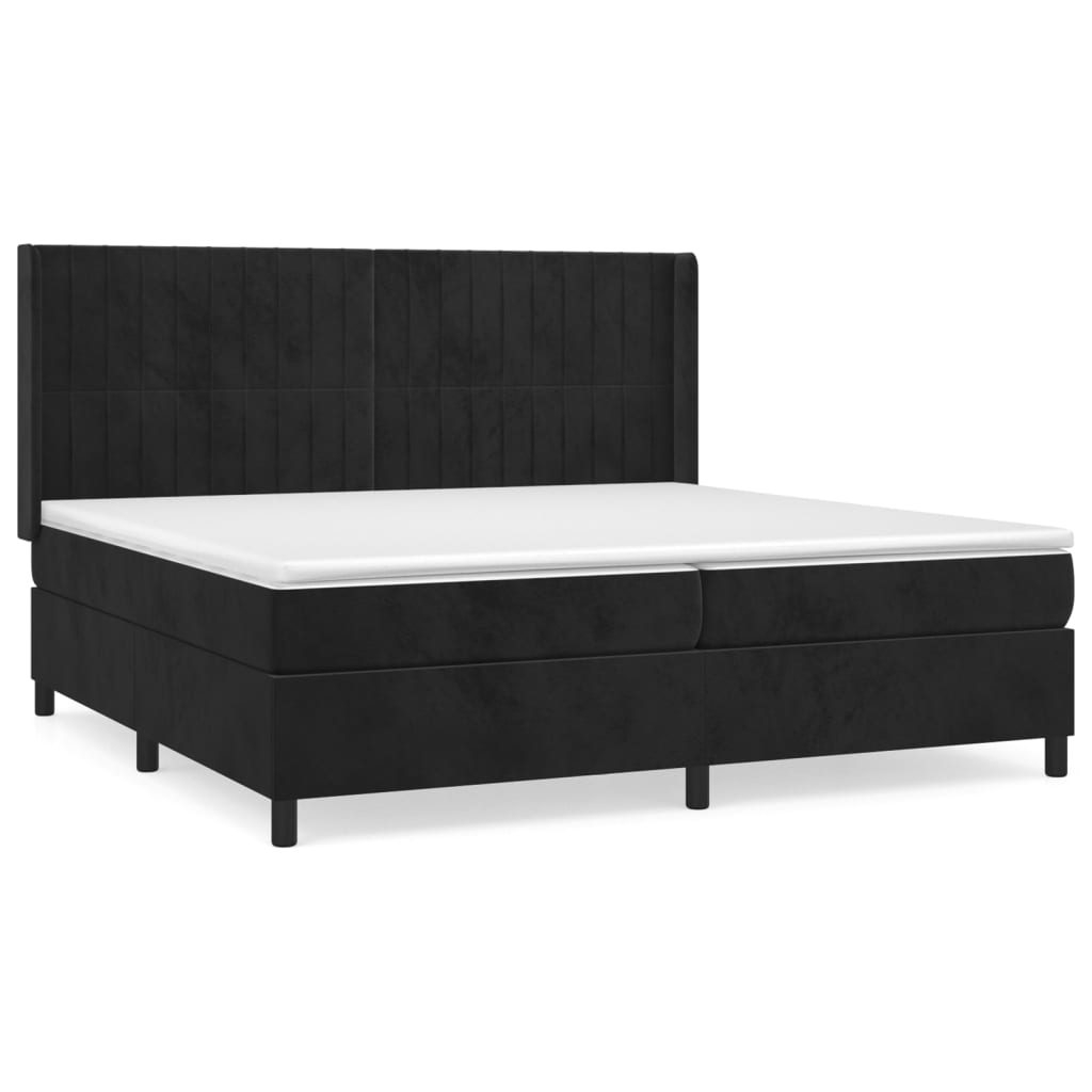 vidaXL Box spring postel s matrací černá 200x200 cm samet