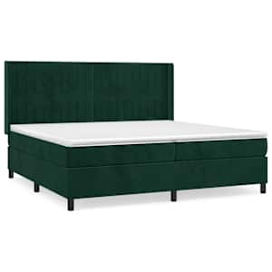 Box spring postel s matrací tmavě zelená 200x200 cm samet - obrázek 2