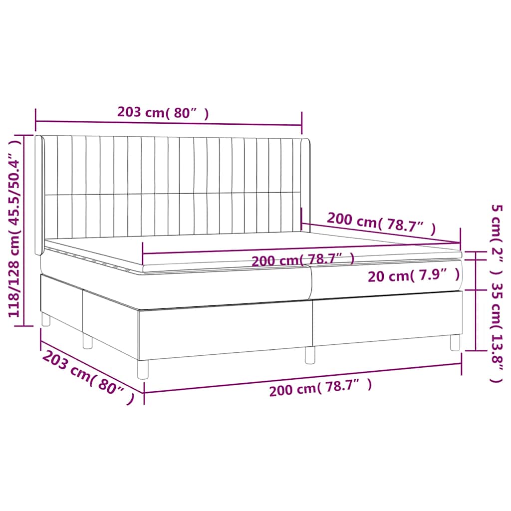 Box spring postel s matrací tmavě modrá 200x200 cm samet - obrázek 8