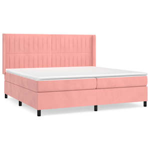 Box spring postel s matrací růžová 200x200 cm samet - obrázek 2