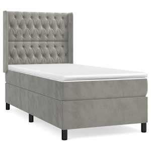 Box spring postel s matrací světle šedá 80 x 200 cm samet - obrázek 2